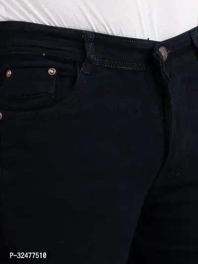 Comfortable Black Denim Mid-Rise Jeans For Men-thumb4