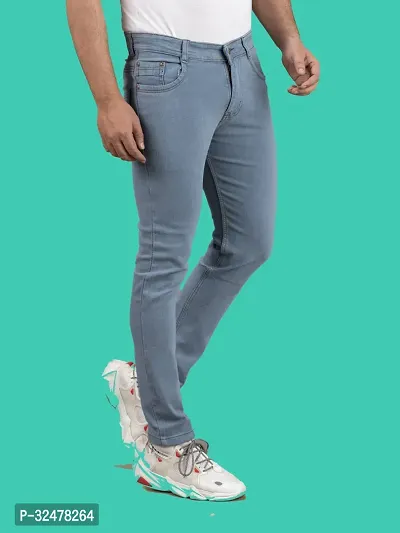 Comfortable Grey Denim Mid-Rise Jeans For Men-thumb3