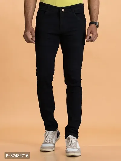 Elegant Denim Solid Jeans For Men And Boys