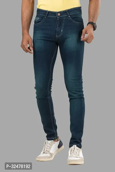 Comfortable Blue Denim Mid-Rise Jeans For Men-thumb2