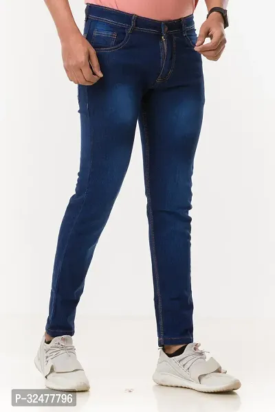 Comfortable Blue Denim Mid-Rise Jeans For Men-thumb3