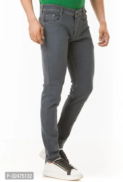 Comfortable Grey Denim Mid-Rise Jeans For Men-thumb3