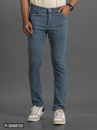 Elegant Denim Solid Jeans For Men And Boys