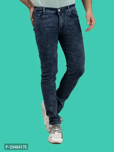 Stylish Grey Denim Solid Mid-Rise Jeans For Men-thumb3