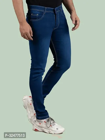 Comfortable Blue Denim Mid-Rise Jeans For Men-thumb2