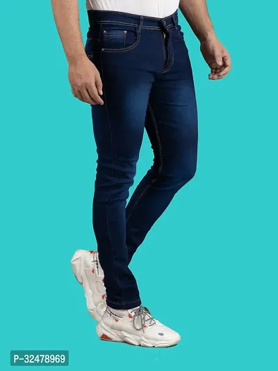 Comfortable Blue Denim Mid-Rise Jeans For Men-thumb3