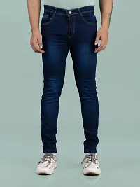 Stylish Blue Denim Solid Mid-Rise Jeans For Men-thumb3