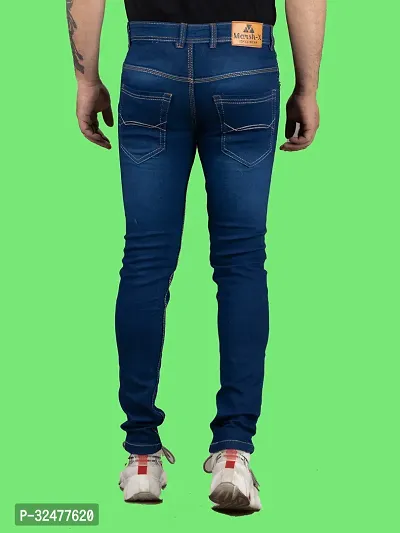 Comfortable Blue Denim Mid-Rise Jeans For Men-thumb2