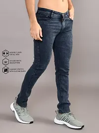 Stylish Grey Denim Solid Mid-Rise Jeans For Men-thumb2