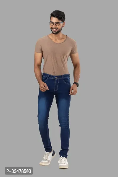 Comfortable Blue Denim Mid-Rise Jeans For Men-thumb4