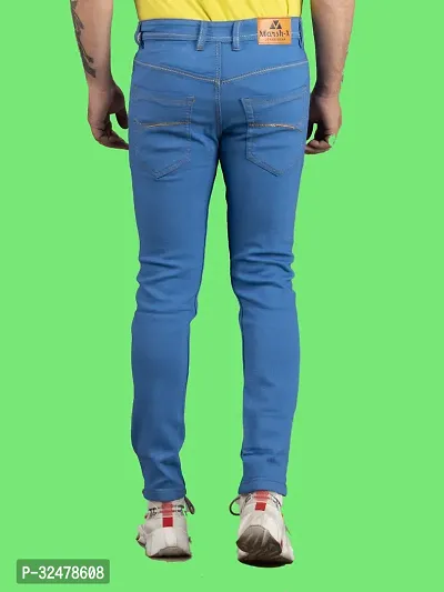 Comfortable Blue Denim Mid-Rise Jeans For Men-thumb2