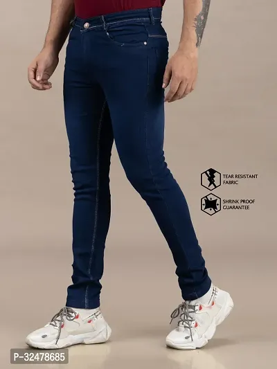 Comfortable Blue Denim Mid-Rise Jeans For Men-thumb0