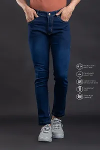 Comfortable Blue Denim Mid-Rise Jeans For Men-thumb1