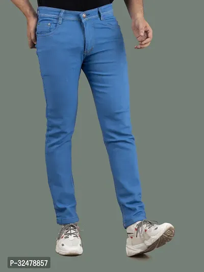 Comfortable Blue Denim Mid-Rise Jeans For Men-thumb4