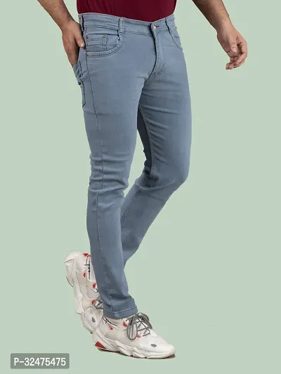 Comfortable Grey Denim Mid-Rise Jeans For Men-thumb3