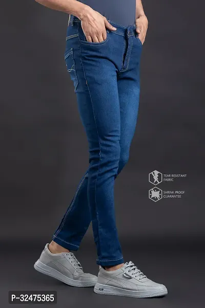 Comfortable Blue Denim Mid-Rise Jeans For Men-thumb3