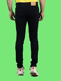 Stylish Black Denim Solid Mid-Rise Jeans For Men-thumb1