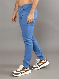 Stylish Blue Denim Solid Mid-Rise Jeans For Men-thumb1