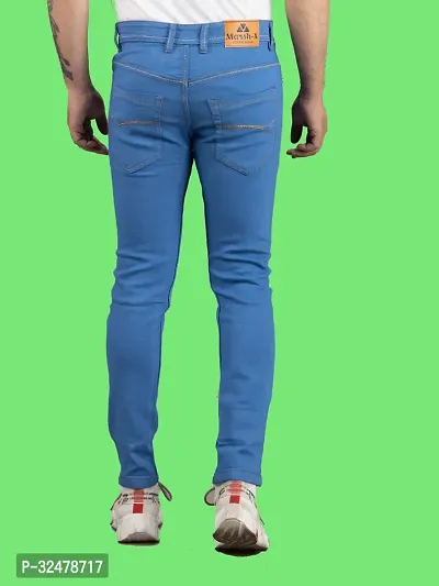 Comfortable Blue Denim Mid-Rise Jeans For Men-thumb2