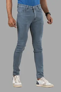 Comfortable Grey Denim Mid-Rise Jeans For Men-thumb2