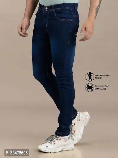 Comfortable Blue Denim Mid-Rise Jeans For Men-thumb3