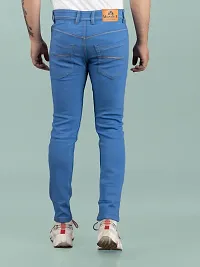 Stylish Blue Denim Solid Mid-Rise Jeans For Men-thumb1