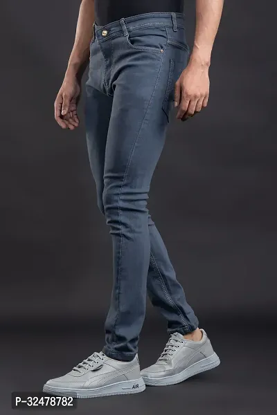 Comfortable Grey Denim Mid-Rise Jeans For Men-thumb0