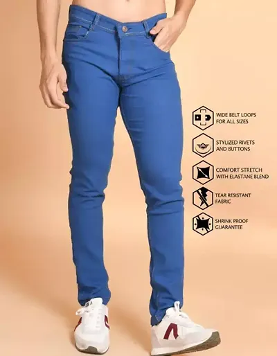 Elegant Denim Solid Jeans For Men