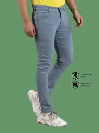 Stylish Grey Denim Solid Mid-Rise Jeans For Men-thumb2