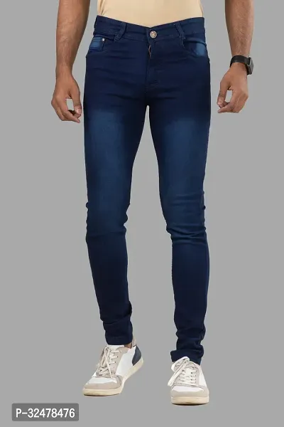 Comfortable Blue Denim Mid-Rise Jeans For Men-thumb2