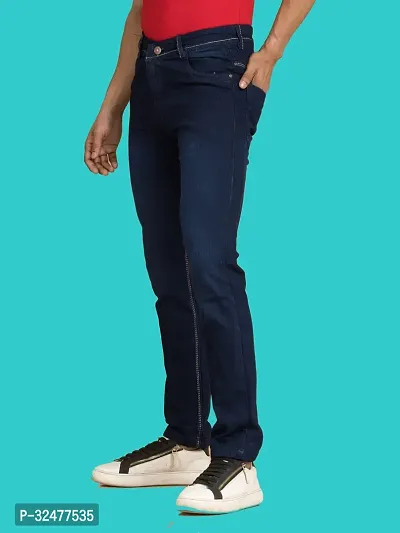 Comfortable Blue Denim Mid-Rise Jeans For Men-thumb0