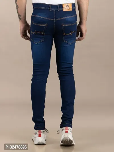 Comfortable Blue Denim Mid-Rise Jeans For Men-thumb2