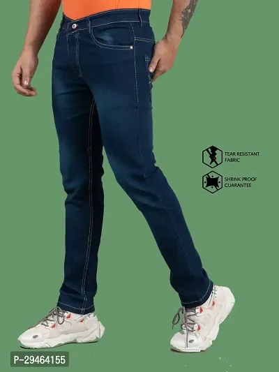 Stylish Blue Denim Solid Mid-Rise Jeans For Men