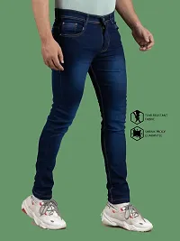 Stylish Blue Denim Solid Mid-Rise Jeans For Men-thumb2