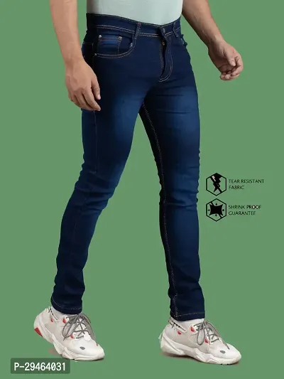 Stylish Blue Denim Solid Mid-Rise Jeans For Men-thumb3