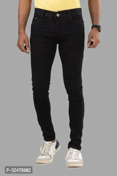 Comfortable Black Denim Mid-Rise Jeans For Men-thumb2