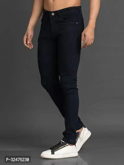 Comfortable Black Denim Mid-Rise Jeans For Men