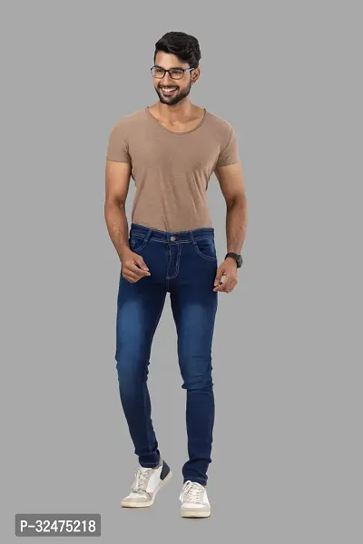 Comfortable Blue Denim Mid-Rise Jeans For Men-thumb5