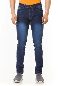 Comfortable Blue Denim Mid-Rise Jeans For Men-thumb1