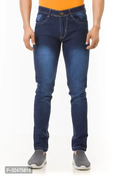 Comfortable Blue Denim Mid-Rise Jeans For Men-thumb2