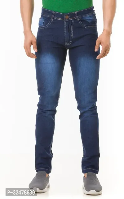 Comfortable Blue Denim Mid-Rise Jeans For Men-thumb2