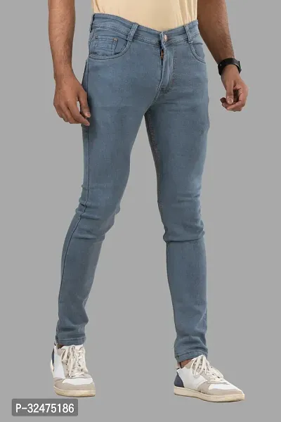 Comfortable Grey Denim Mid-Rise Jeans For Men-thumb3