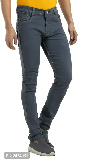 Comfortable Grey Denim Mid-Rise Jeans For Men-thumb3