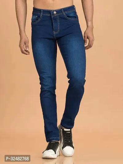 Elegant Denim Solid Jeans For Men And Boys