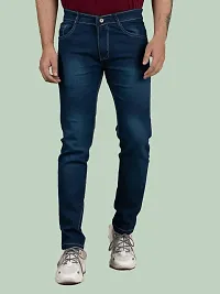 Comfortable Blue Denim Mid-Rise Jeans For Men-thumb1