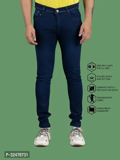 Comfortable Blue Denim Mid-Rise Jeans For Men-thumb4