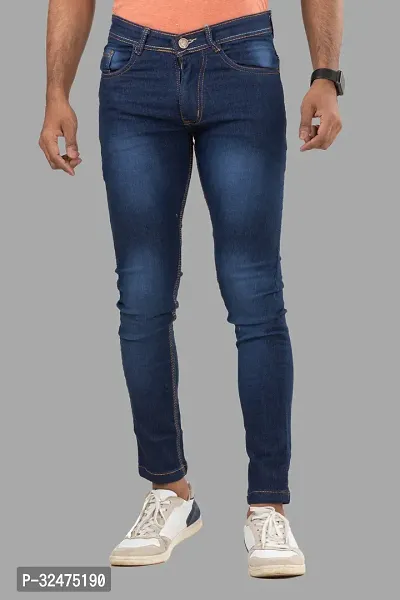 Comfortable Blue Denim Mid-Rise Jeans For Men-thumb2