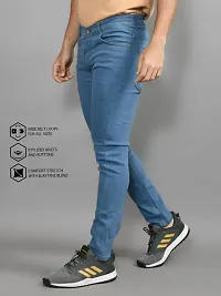 Stylish Blue Denim Solid Mid-Rise Jeans For Men-thumb2