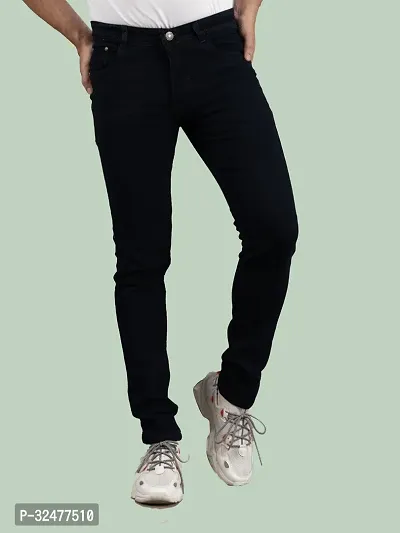 Comfortable Black Denim Mid-Rise Jeans For Men-thumb3