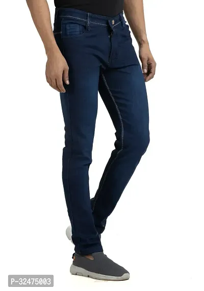 Comfortable Blue Denim Mid-Rise Jeans For Men-thumb0